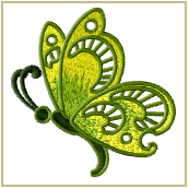 Lime Butterfly machine embroidery design