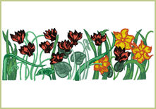 Daffodils Cyclamens Border emachine embroidery design