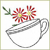Daisy Tea machine embroidery design
