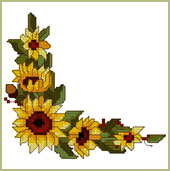 Sunflower Corner machine embroidery design in cross stitch technique
