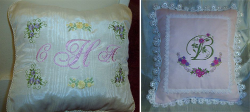 Monogrammed Rosy Pillows